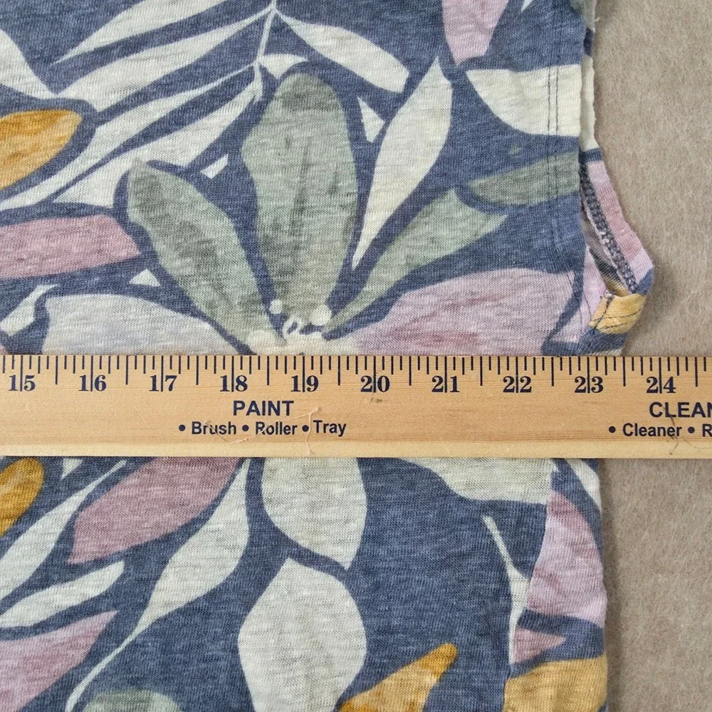 Nicole Miller 100% Linen Beachy Floral Crop Top Sz M Boho Tropical Flowy Resort - Picture 5 of 6